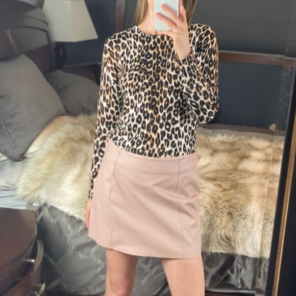 T by Alexander Wang 100% Lambskin Leather Mini Skirt in Blush Size X-Small - Picture 2 of 6